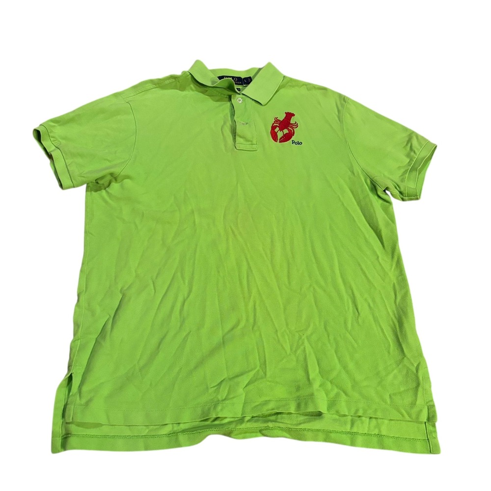 Polo Ralph Lauren Mens Custom Fit Lobster Polo Shirt Lime Green Large L